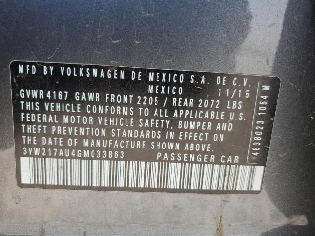2016 VOLKSWAGEN GOLF S/SE - 3VW217AU4GM033863