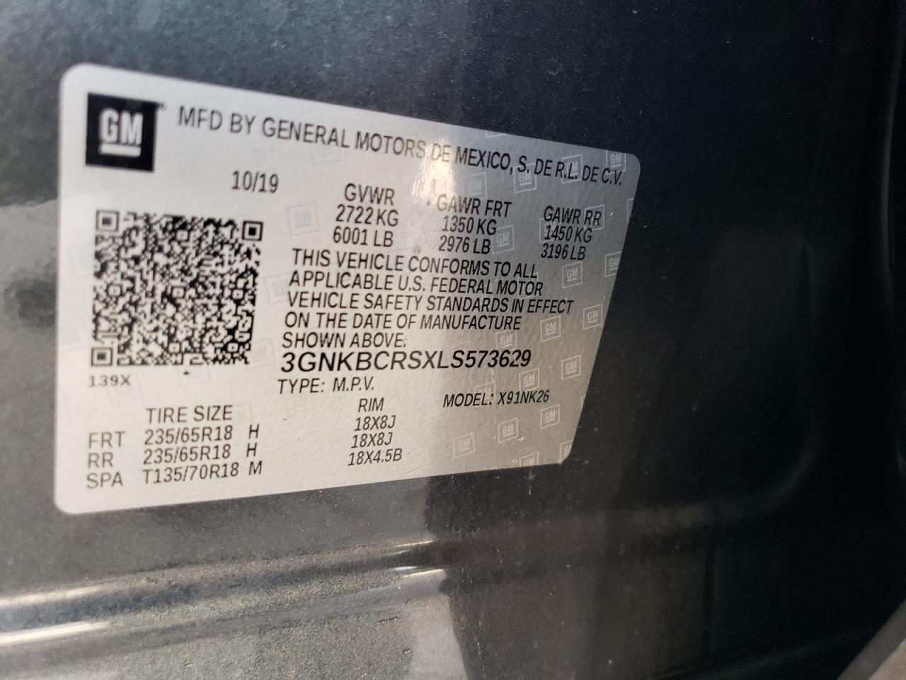 3GNKBCRSXLS573629 2020 Chevrolet Blazer 2Lt