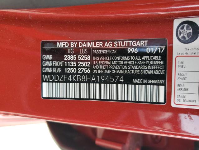 2017 MERCEDES-BENZ E-CLASS E3 - WDDZF4KB8HA194574