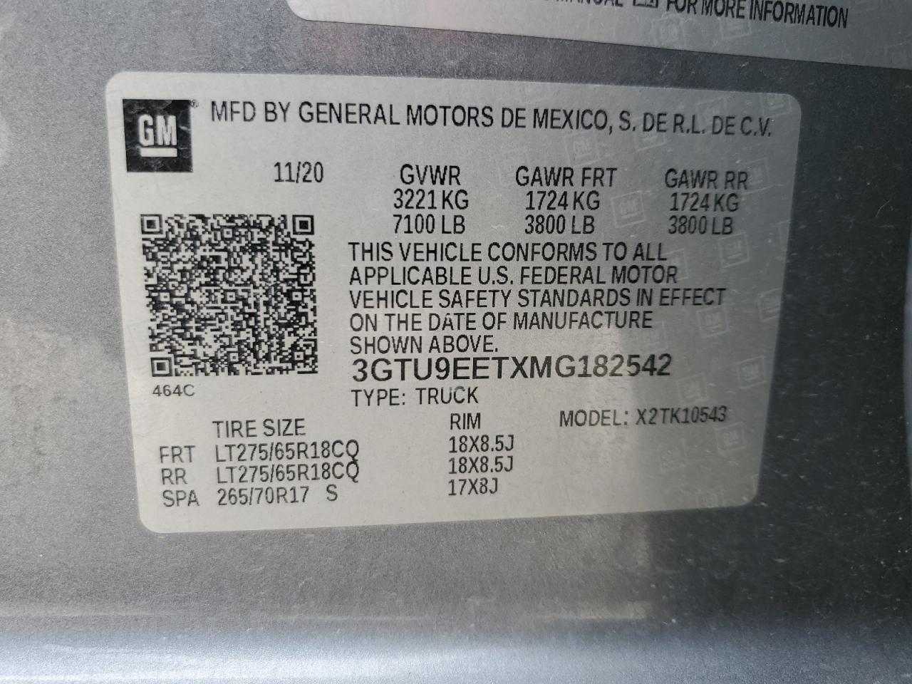 3GTU9EETXMG182542 2021 GMC Sierra K1500 At4