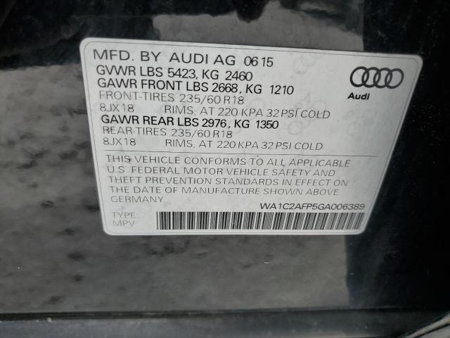 2016 Audi Q5 Premium VIN: WA1C2AFP5GA006389 Lot: 62692344