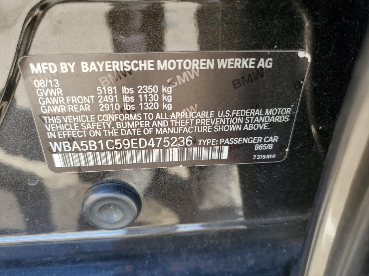 WBA5B1C59ED475236 2014 BMW 535 I