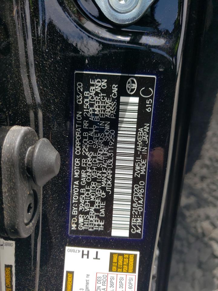 JTDKARFU3L3119250 2020 Toyota Prius L