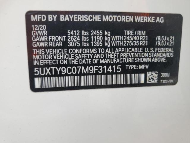 2021 BMW X3 xDrivem40I VIN: 5UXTY9C07M9F31415 Lot: 61245344