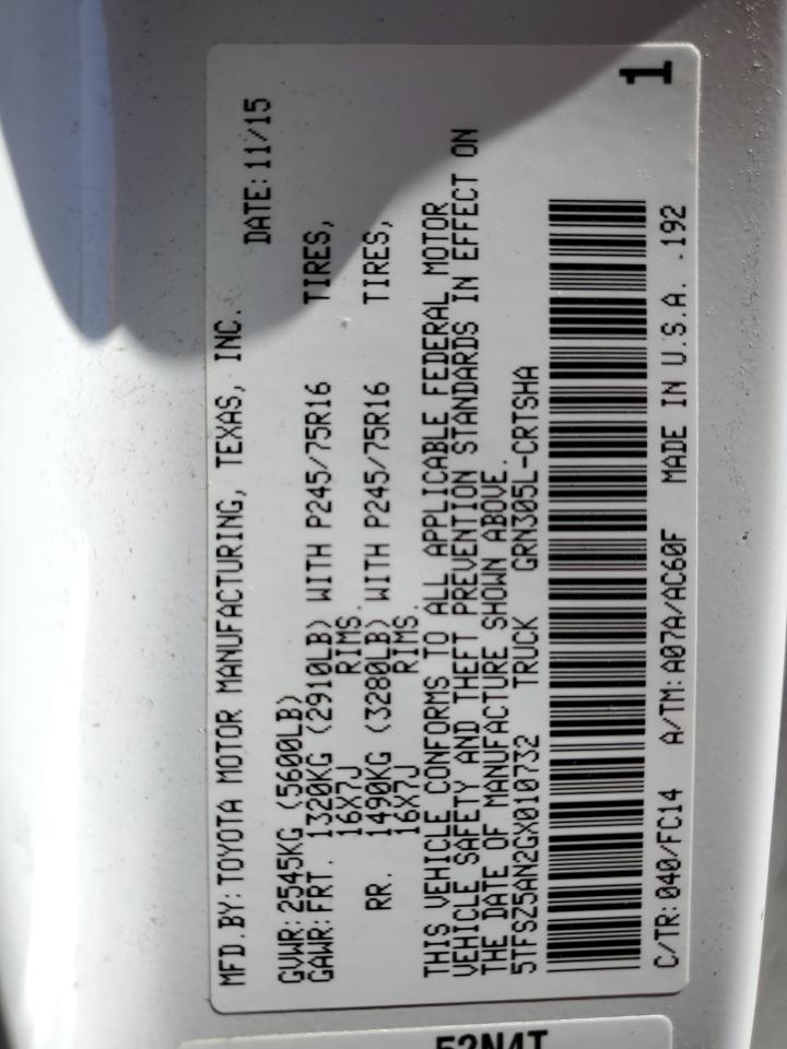 5TFSZ5AN2GX010732 2016 Toyota Tacoma Access Cab