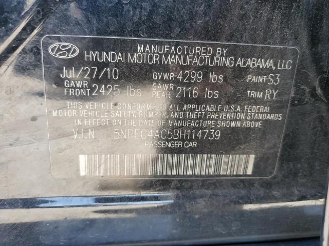 2011 Hyundai Sonata Se VIN: 5NPEC4AC5BH114739 Lot: 61942834