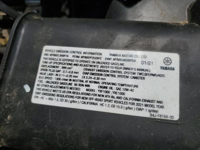 2021 YAMAHA YXE1000 5Y4AN42Y1MA101717