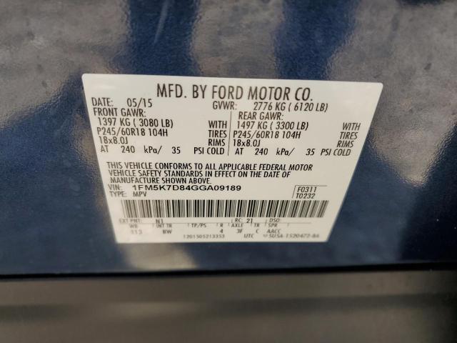 2016 FORD EXPLORER X - 1FM5K7D84GGA09189