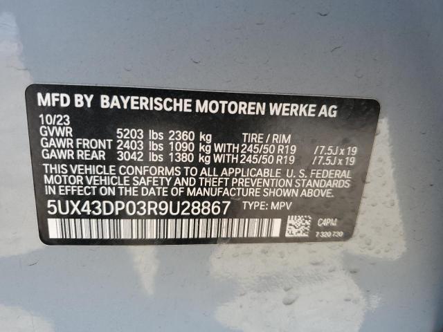 VIN 5UX43DP03R9U28867 2024 BMW X3, Sdrive30I no.13