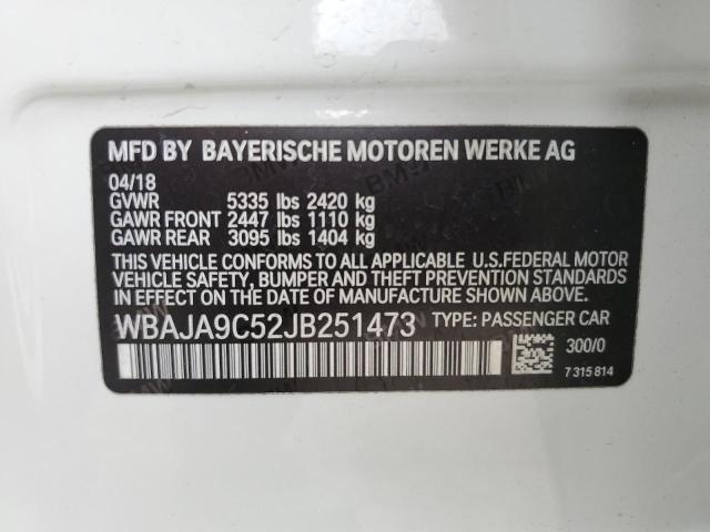 VIN WBAJA9C52JB251473 2018 BMW 5 Series, 530E no.13