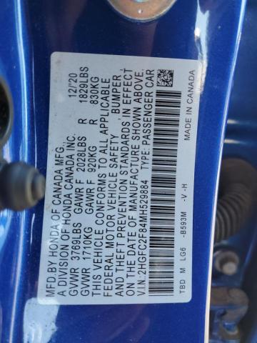 2HGFC2F84MH529884 2021 Honda Civic Sport