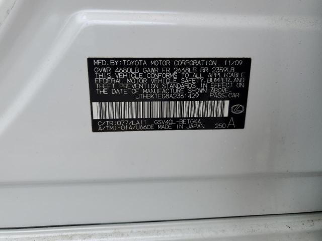 2010 Lexus Es 350 VIN: JTHBK1EG8A2361429 Lot: 61853784