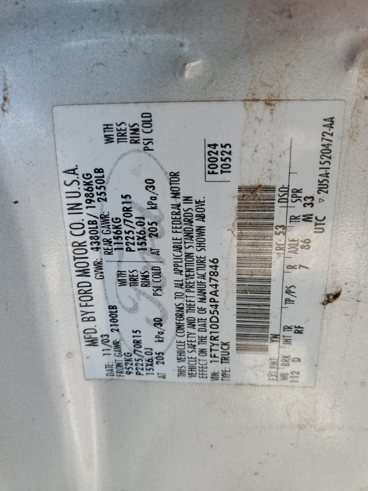 1FTYR10D54PA47846 2004 Ford Ranger