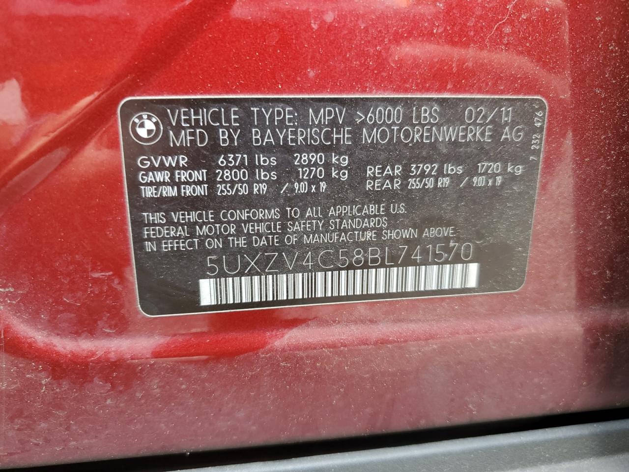 5UXZV4C58BL741570 2011 BMW X5 xDrive35I