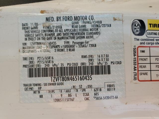 2006 Ford Mustang VIN: 1ZVFT80N465160435 Lot: 62570464