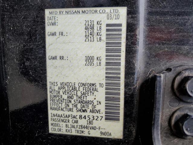 2010 Nissan Maxima S VIN: 1N4AA5AP3AC845327 Lot: 61638984