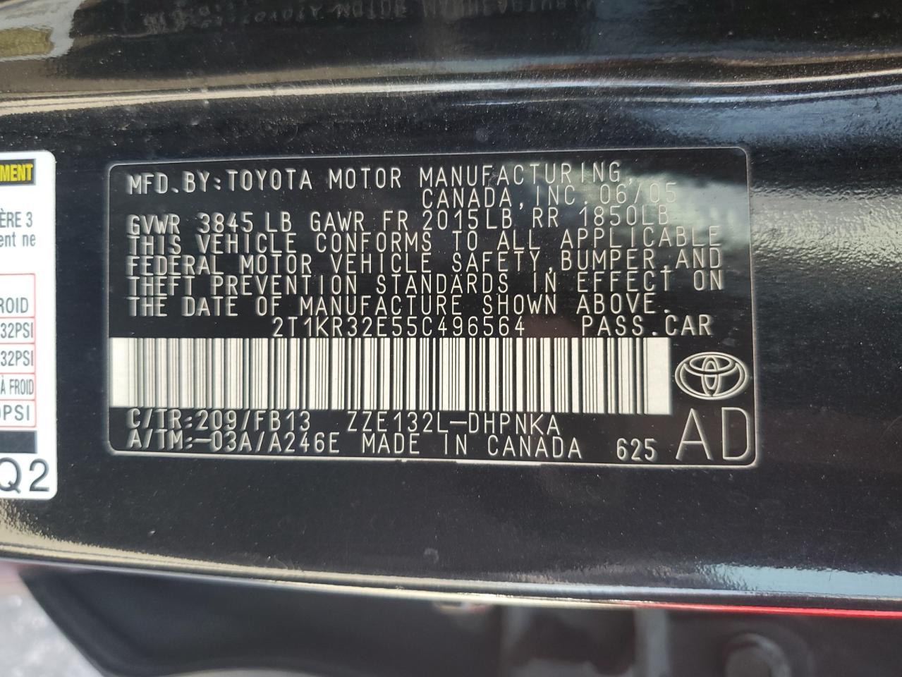 2T1KR32E55C496564 2005 Toyota Corolla Matrix Xr