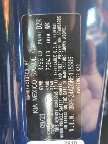 2022 Kia Forte Fe VIN: 3KPF24AD5NE418356 Lot: 60454014