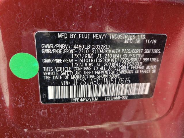 2017 Subaru Forester 2.5I Premium VIN: JF2SJAEC1HH517675 Lot: 62821184