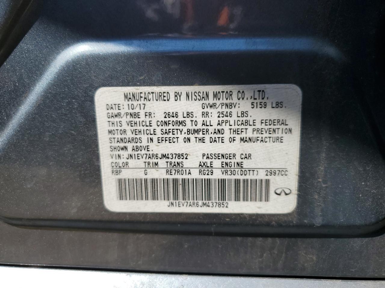 JN1EV7AR6JM437852 2018 Infiniti Q50 Luxe