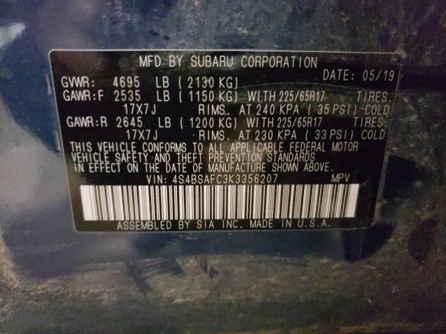 2019 SUBARU OUTBACK 2. - 4S4BSAFC3K3356207