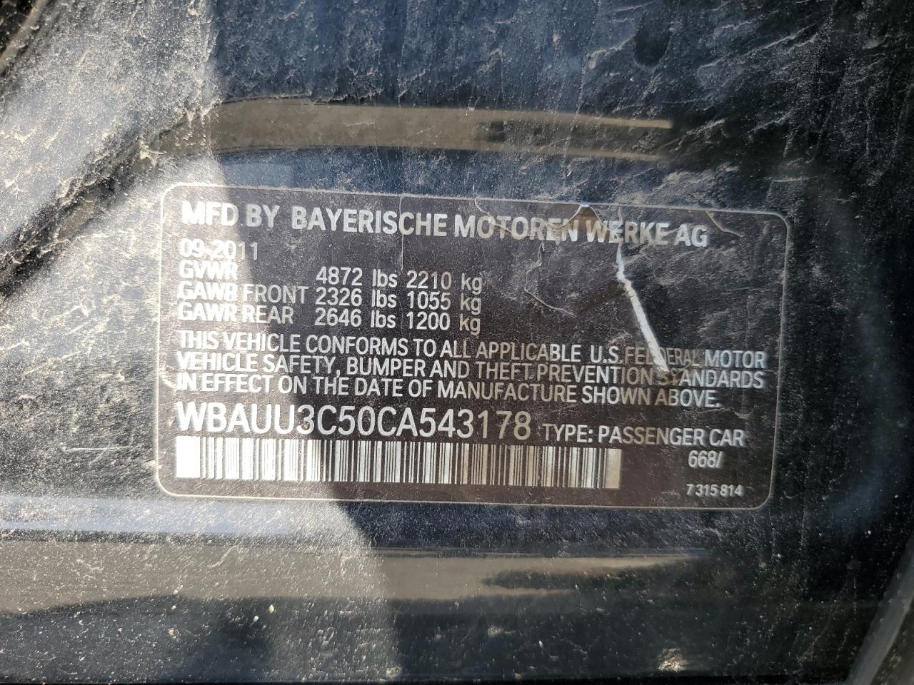 WBAUU3C50CA543178 2012 BMW 328 Xi