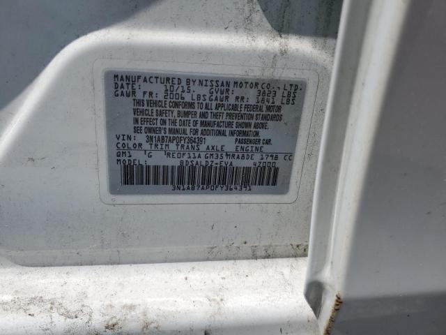 2015 Nissan Sentra S VIN: 3N1AB7AP0FY364391 Lot: 61508334