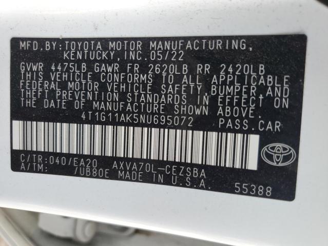 VIN 4T1G11AK5NU695072 2022 Toyota Camry, SE no.12