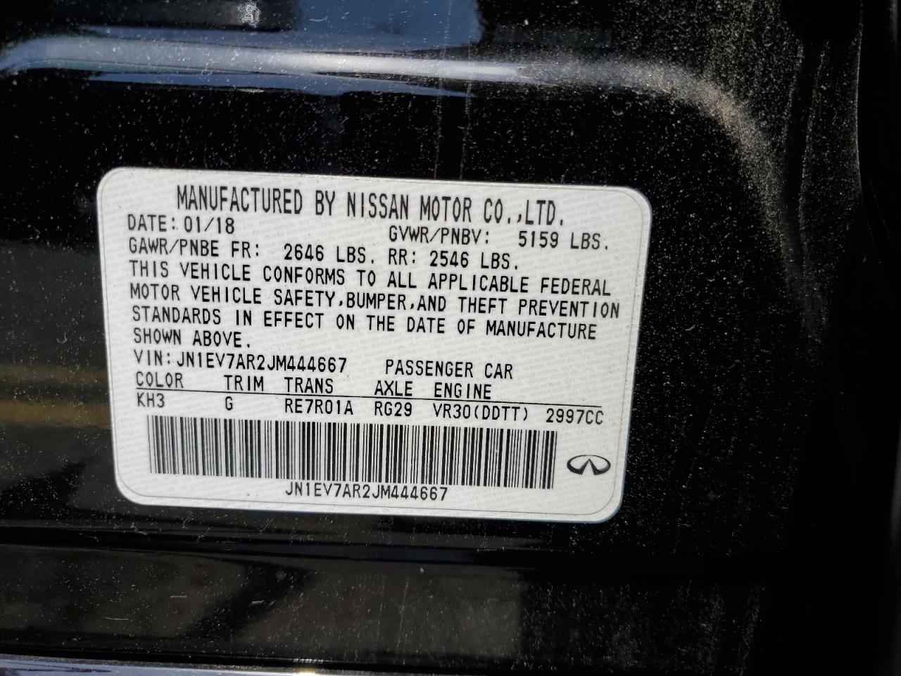 JN1EV7AR2JM444667 2018 Infiniti Q50 Luxe