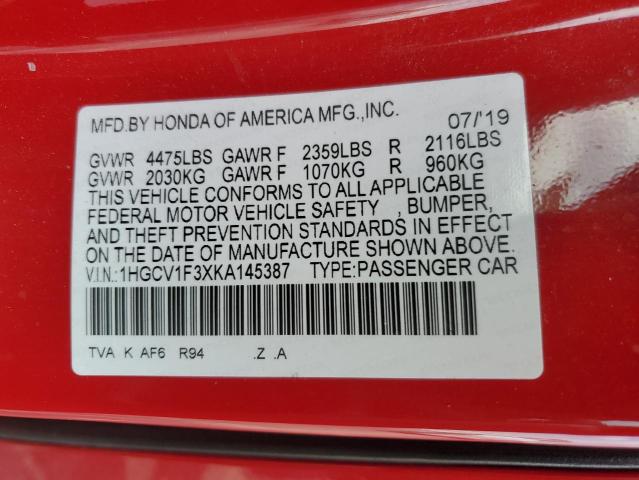 2019 HONDA ACCORD SPO - 1HGCV1F3XKA145387