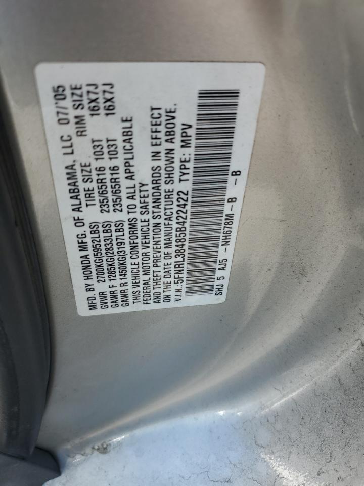 5FNRL38485B422422 2005 Honda Odyssey Ex