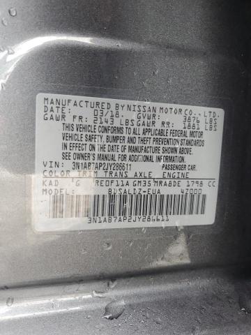 2018 Nissan Sentra S VIN: 3N1AB7AP2JY286611 Lot: 61680294