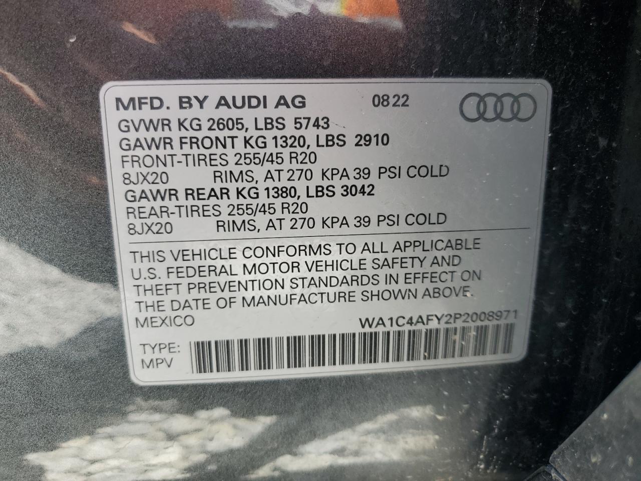 WA1C4AFY2P2008971 2023 Audi Sq5 Prestige