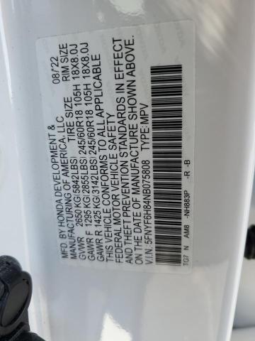 2022 HONDA PILOT TRAI 5FNYF6H84NB075808