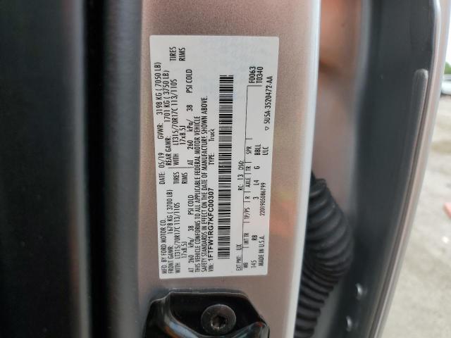 2019 Ford F150 Raptor VIN: 1FTFW1RG7KFC00307 Lot: 62144514