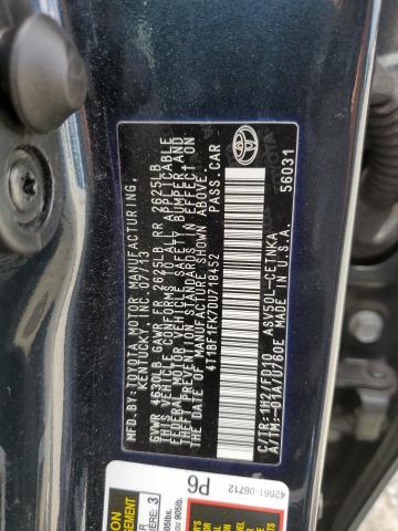 VIN 4T1BF1FK7DU718452 2013 Toyota Camry, L no.12