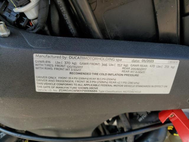 2023 DUCATI PANIGALE V ZDMDAGWWXPB006684