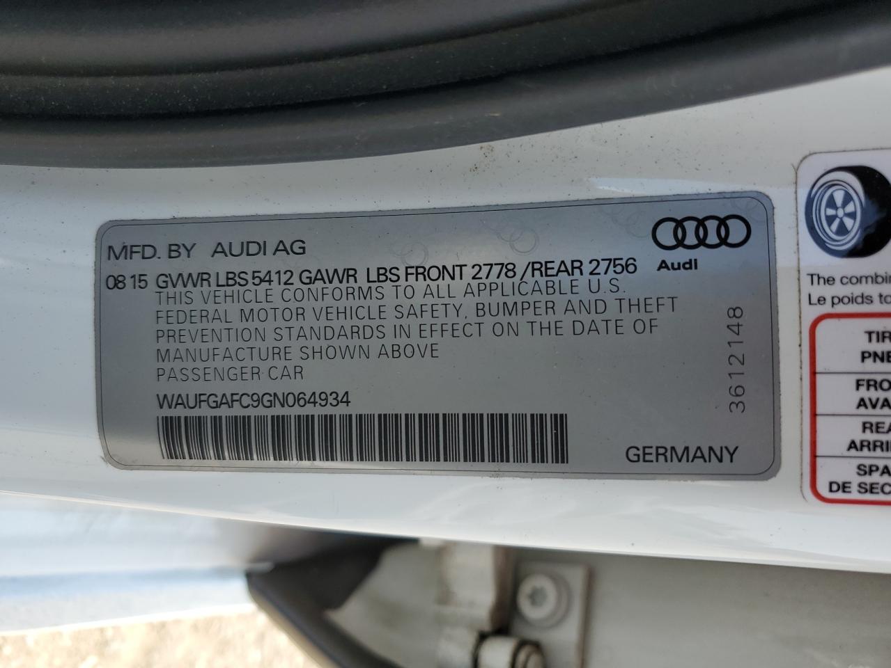 WAUFGAFC9GN064934 2016 Audi A6 Premium Plus