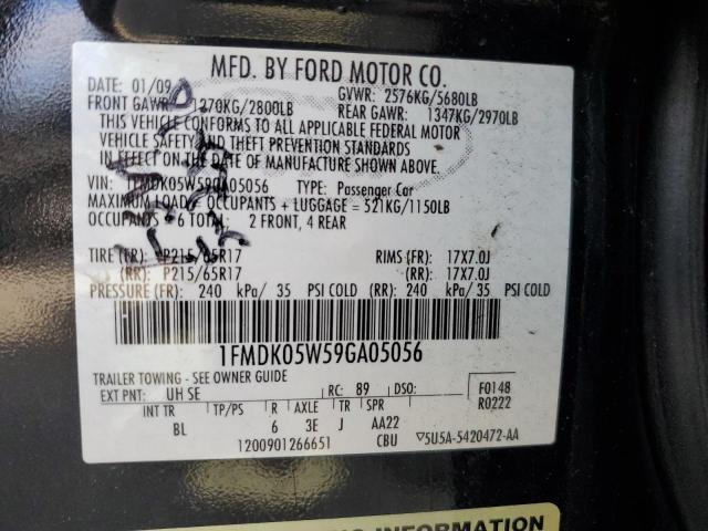 2009 Ford Taurus X Sel VIN: 1FMDK05W59GA05056 Lot: 62299804