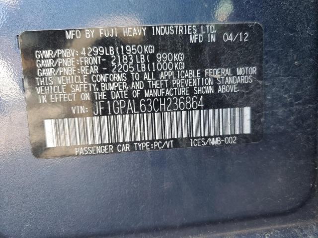 2012 Subaru Impreza Sport Premium VIN: JF1GPAL63CH236864 Lot: 61207904