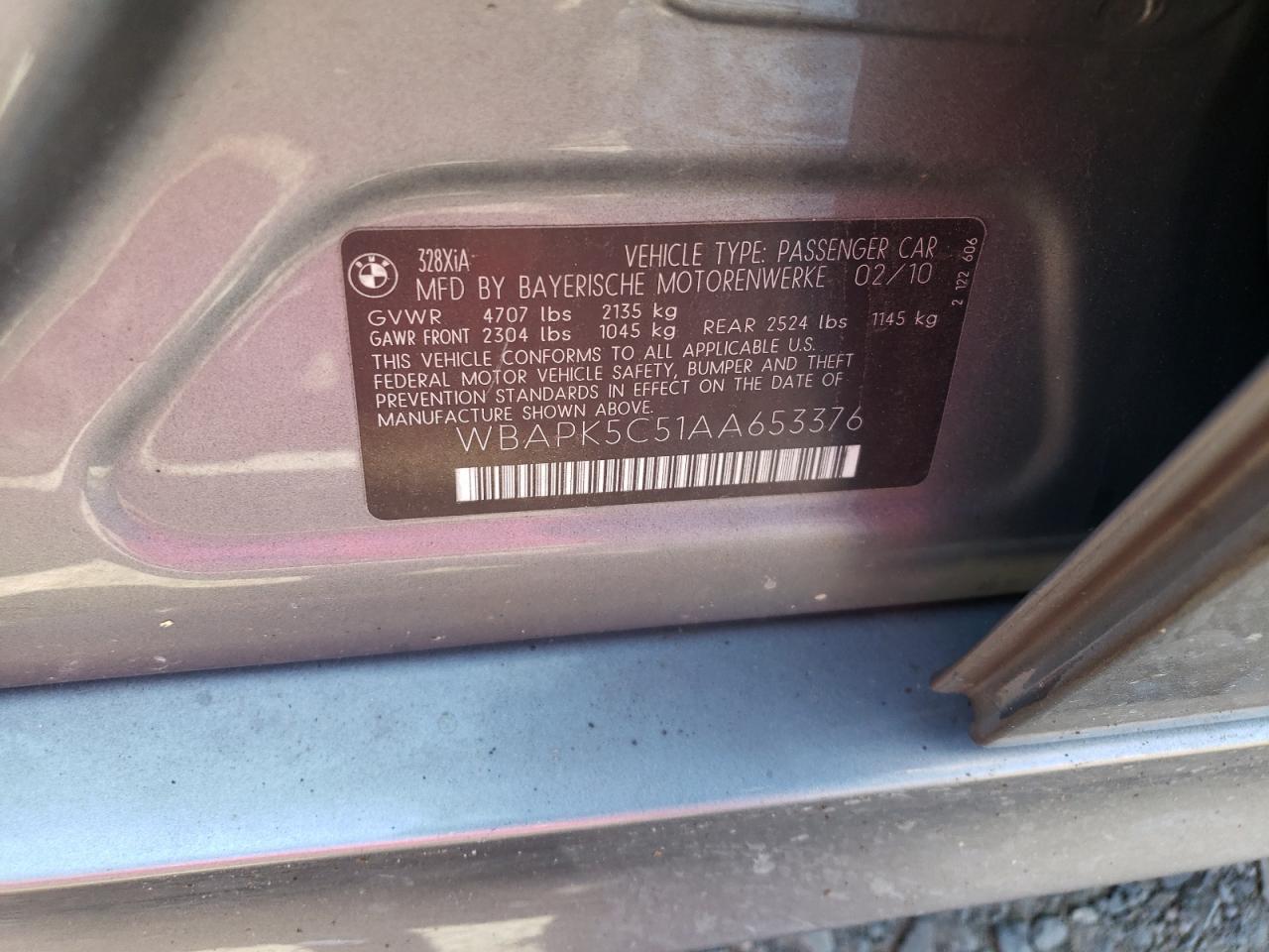 WBAPK5C51AA653376 2010 BMW 328 Xi Sulev