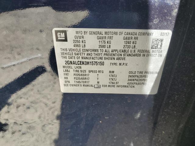 2017 CHEVROLET EQUINOX LT - 2GNALCEK0H1575150