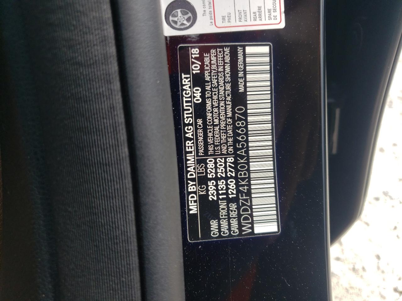 WDDZF4KB0KA566870 2019 Mercedes-Benz E 300 4Matic