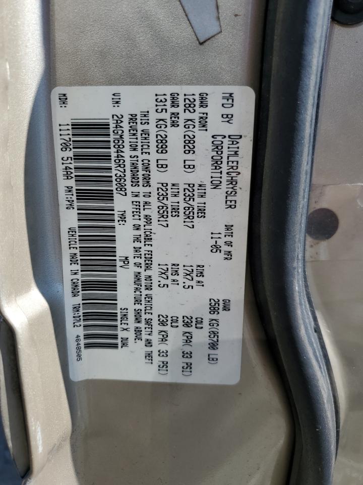 2A4GM68446R736087 2006 Chrysler Pacifica Touring