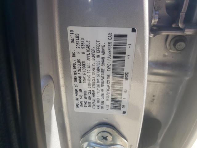 2010 Honda Accord Exl VIN: 1HGCP2F89AA121155 Lot: 62538544