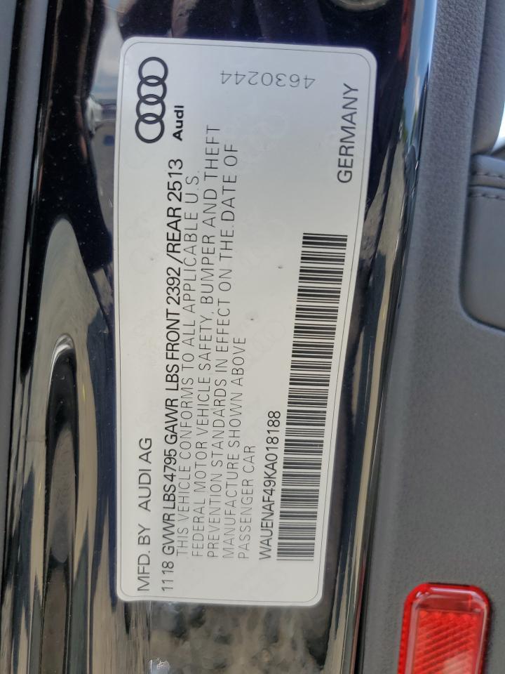 WAUENAF49KA018188 2019 Audi A4 Premium Plus