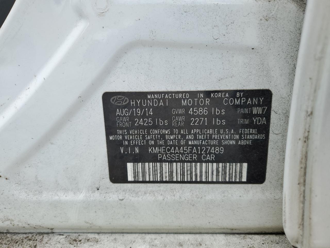 KMHEC4A45FA127489 2015 Hyundai Sonata Hybrid