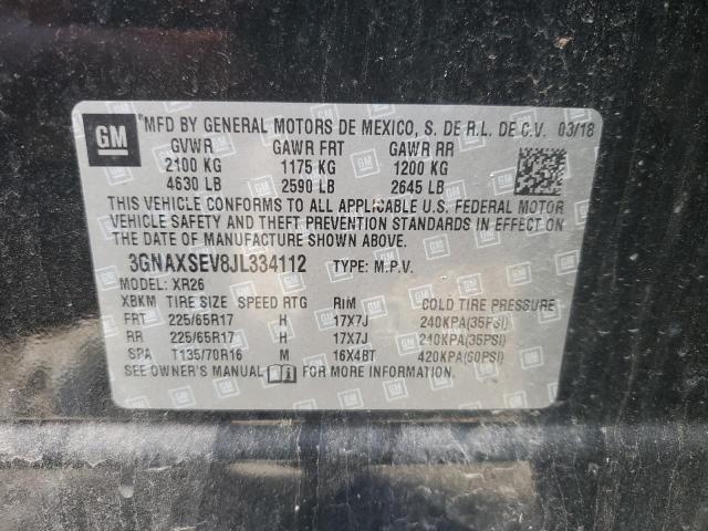 2018 Chevrolet Equinox Lt VIN: 3GNAXSEV8JL334112 Lot: 43384225