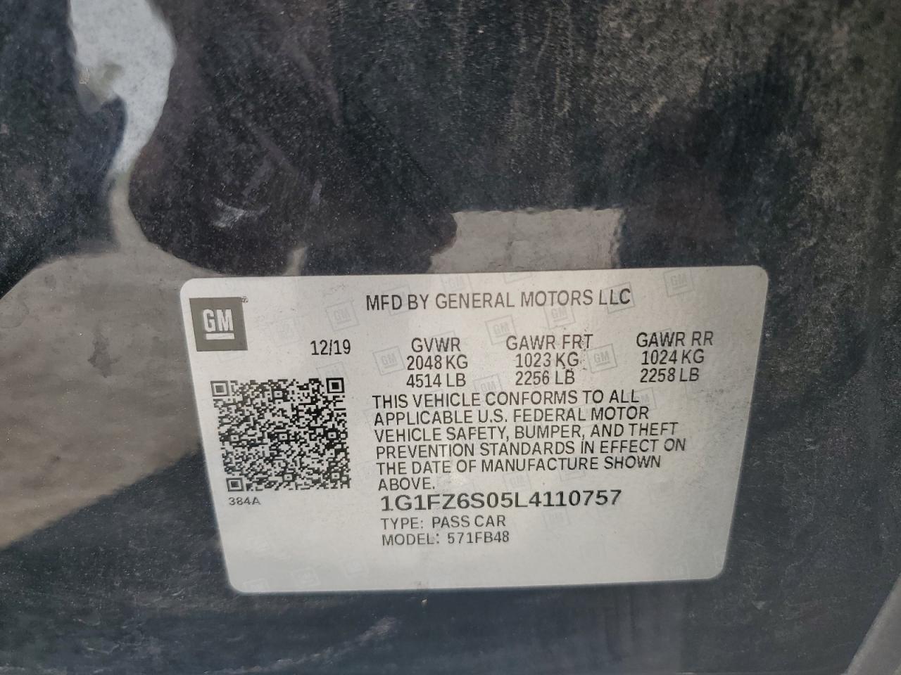 1G1FZ6S05L4110757 2020 Chevrolet Bolt Ev Premier