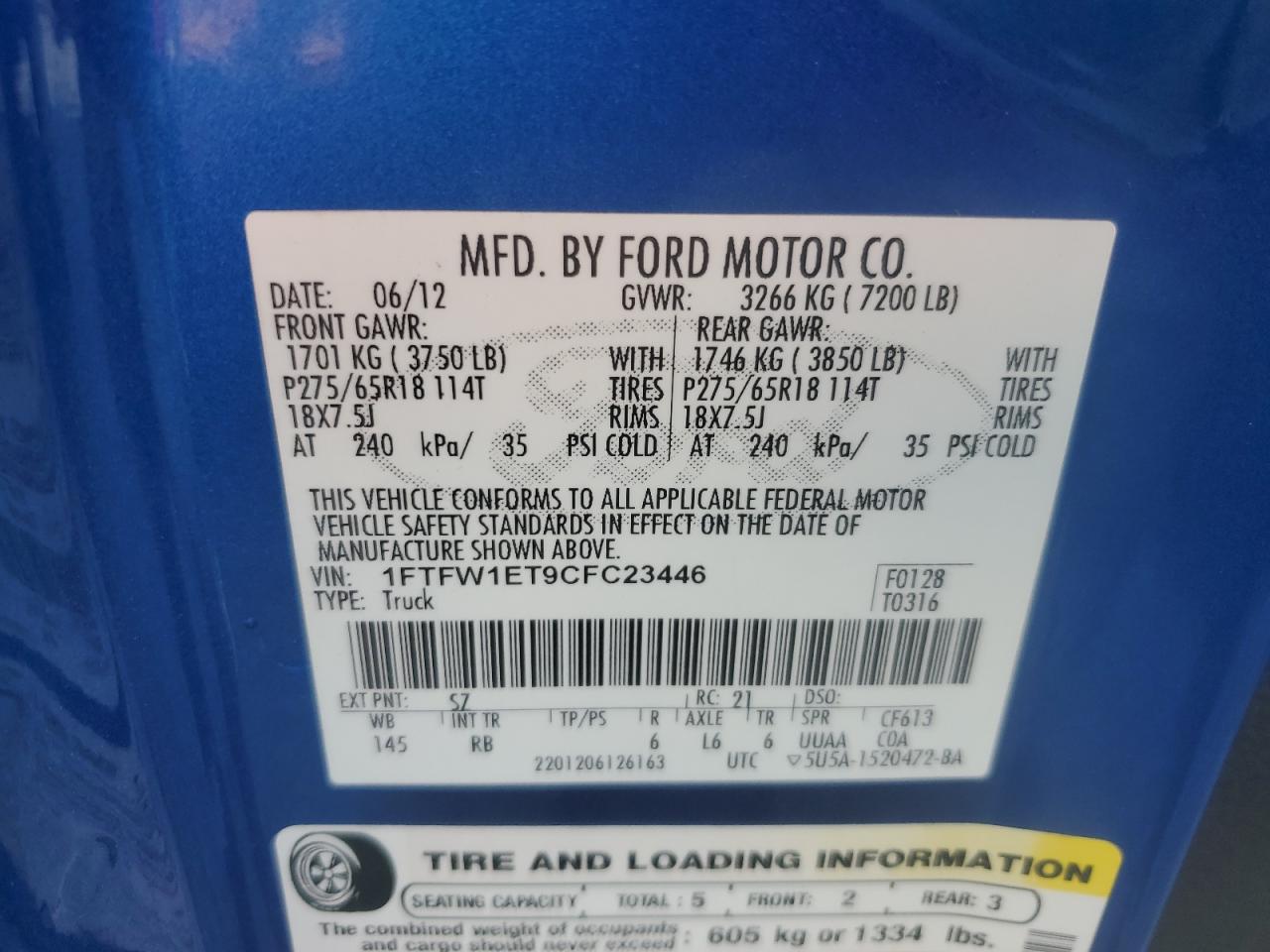 1FTFW1ET9CFC23446 2012 Ford F150 Supercrew